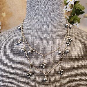 Cookie Lee Silver Chain & Silver Pearl Necklace
